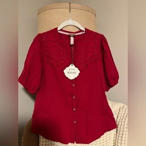 KNOX ROSE Eyelet Balloon Sleeve Blouse